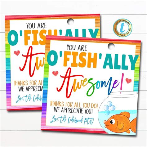 Goldfish Gift Tags O Fish Ally Awesome Teacher Appreciation Week