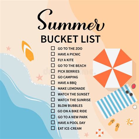 Summer Bucket List. Funny Things To Do Checklist. Seasonal Activity Planner Page. Vacations Wish ...