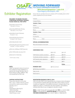 Fillable Online Osap Exhibitor Registration Osap Osap Fax Email