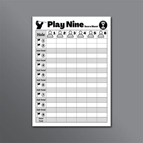 Play Nine Score Sheet Play Nine Golf Card Game Score Sheet Play Nine