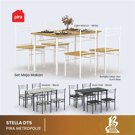 Jual Pira Metropolis Stella Dts Meja Makan Set Dengan Kursi Light