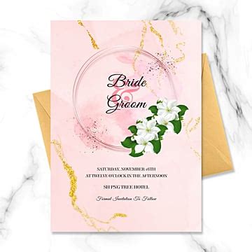 Exquisite Beautiful Pink Floral Border Wedding Invitation Template