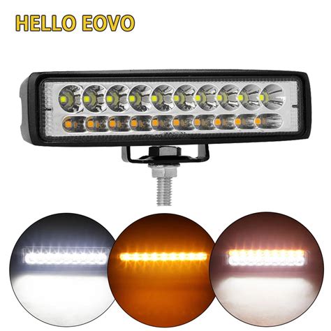 Inch Car Led Work Light Bar Amber White V Spot Beam Dual Color