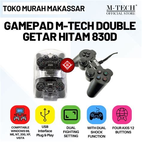 Jual GAMEPAD M TECH DOUBLE GETAR HITAM 830D GAMEPAD M TECH 830D