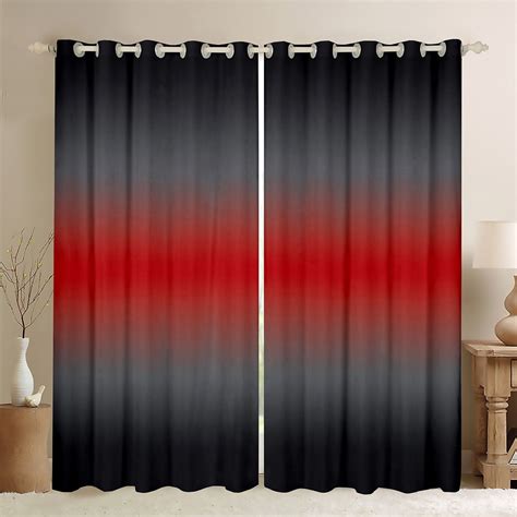 Yst Red And Black 30 50 Blackout Curtains Deep Red Ombre Gradient