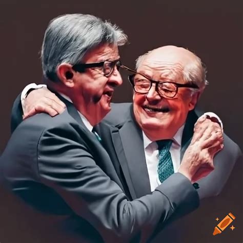 French politicians jean luc mélenchon and jean marie le pen dancing at