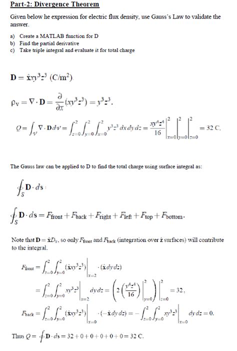 Solved Part 2 Divergence Theorem Given Below He Expression