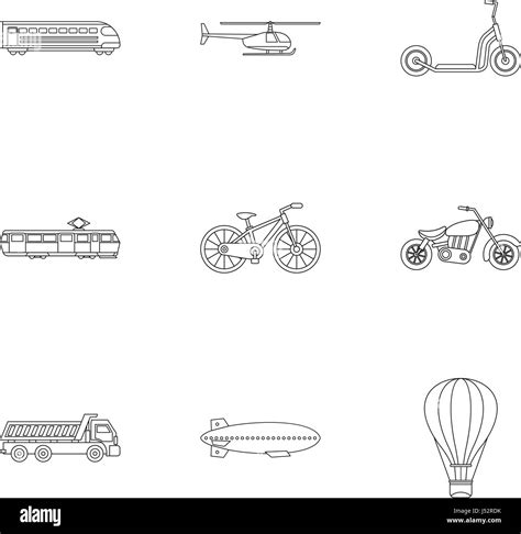 Conjunto De Iconos De Transporte El Estilo De Esquema Imagen Vector De Stock Alamy