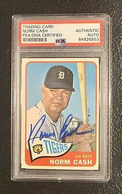 1965 Topps Norm Cash Card Autographed Signed PSA DNA Detroit Tigers