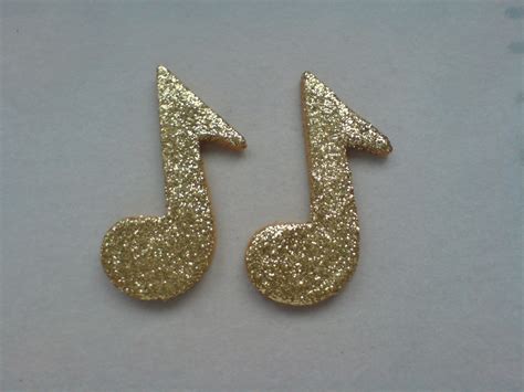 12 Gold Glittery Music Notes Edible Sugar Cake Decorations Etsy