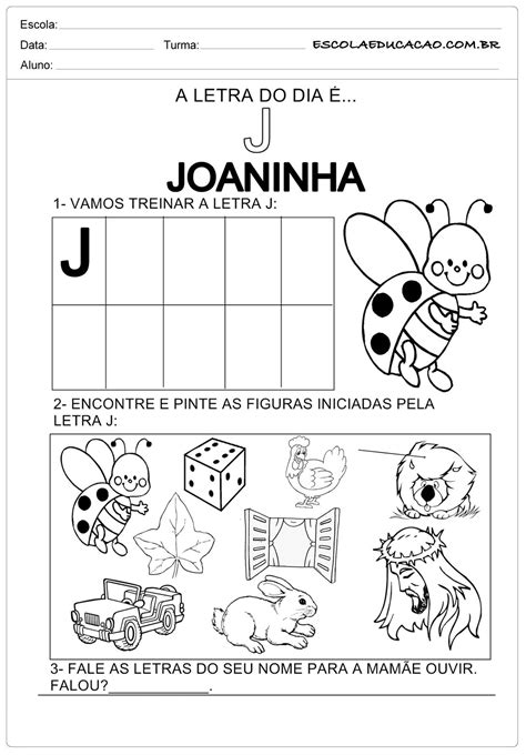 Atividades Com A Letra J Escola Educação