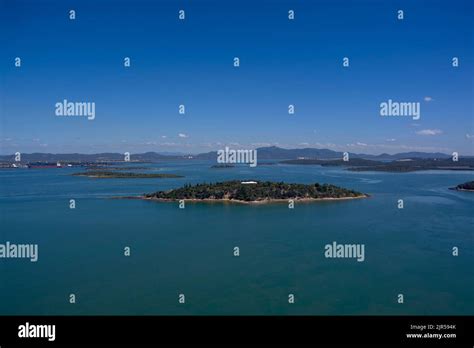 Aerial of Turtle Island in Gladstone harbour Queensland Australia Stock ...