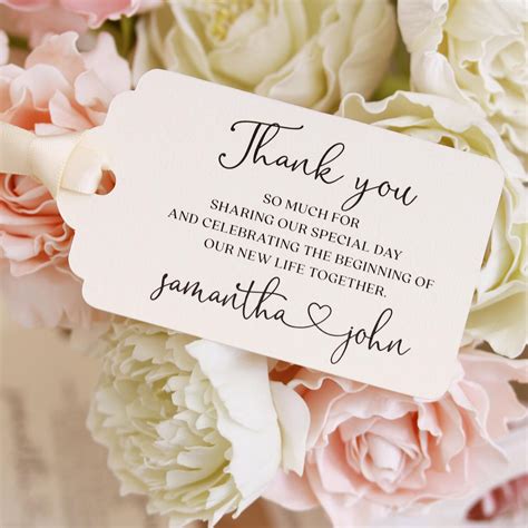 Personalized Thank You Wedding Tags For Wedding Favors Custom T