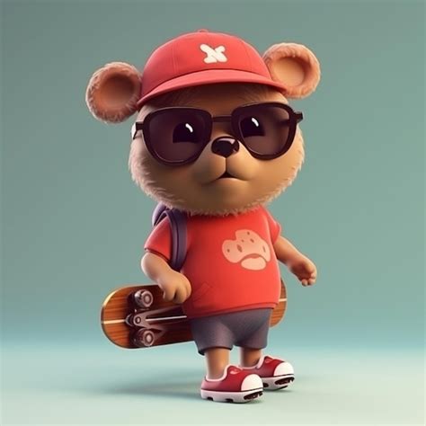 Premium Ai Image A Teddy Bear Wearing A Red Shirt And Sunglasses Is