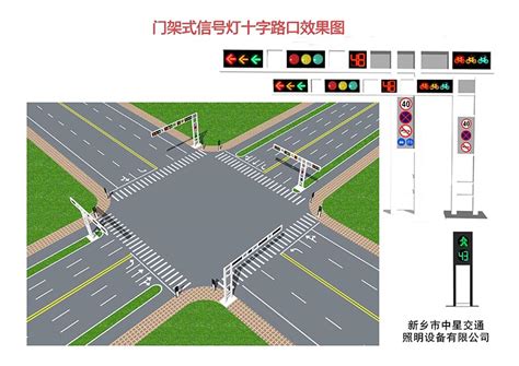 门架式信号灯十字路口效果图 - 道路交通信号灯-产品展示 - 新乡市中星交通照明设备有限公司