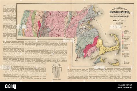 Mappa Geologica Del Massachusetts Di C H Rubinetto WALLING E GRIGIO