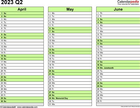 Quarterly Calendars 2023 - Free Printable PDF Templates