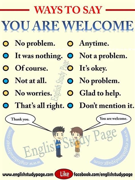 Ways To Say You Are Welcome Learn English Words English Vocabulary