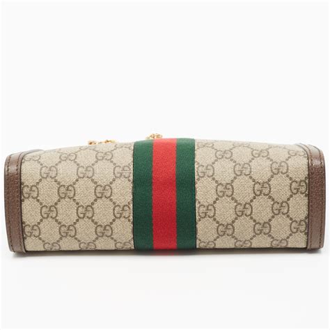 Gucci Brown Beige GG Supreme Canvas Small Ophidia Shoulder Bag For Sale