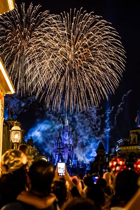 Cinderella Castle Fireworks and Lights Editorial Photo - Image of ...