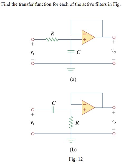 Solved Find The Transfer Function For Each Of The Active Chegg