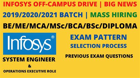 Infosys Off Campus For 2019 2020 2021 Batch Bulk Hiring BE ME MCA