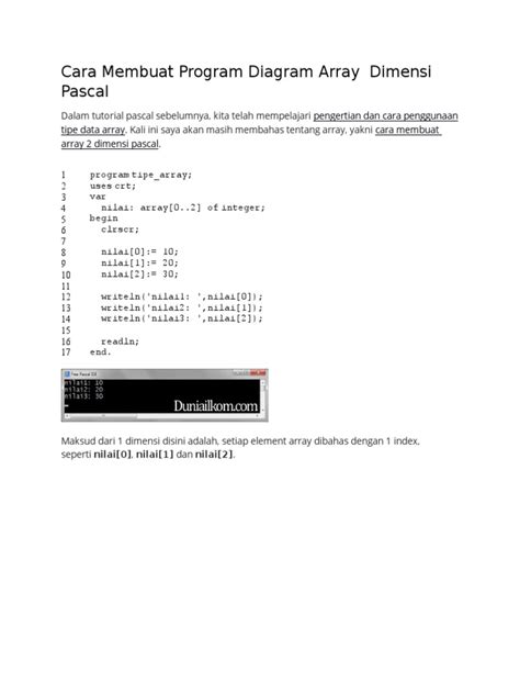 Cara Membuat Program Diagram Array Dimensi Pascal Pdf