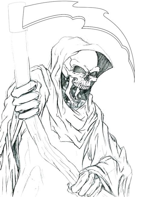 Scary Grim Reaper Drawings Sketch Coloring Page | Sexiz Pix