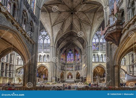 Nterior View of Cathedral of Saint-Etienne Metz Lorraine Moselle France with Unidentified People ...