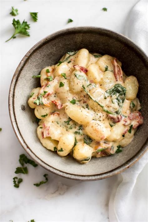 15 Minute One Pan Creamy Sun Dried Tomato And Basil Gnocchi Salt