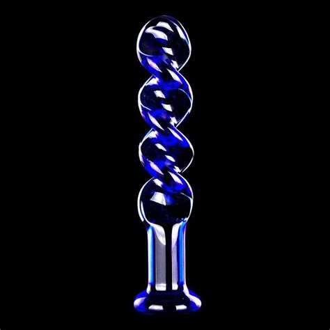 Blue Spiral Crystal Glass Dildo Anal Butt Plug Masturbation G Spot Stimulate Sexy Toys Anal