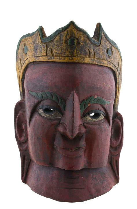 Ancien Masque De Rituel N Palais Rouge Protecteur Chamane Anc Tre Tibet