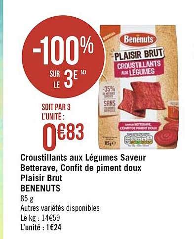 Promo Croustillants Aux Légumes Saveur Betterave Confit De Piment Doux