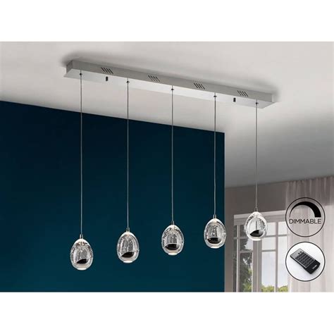 Roc Integrated Led Light Dimmable Crystal Drop Bar Ceiling Pendant