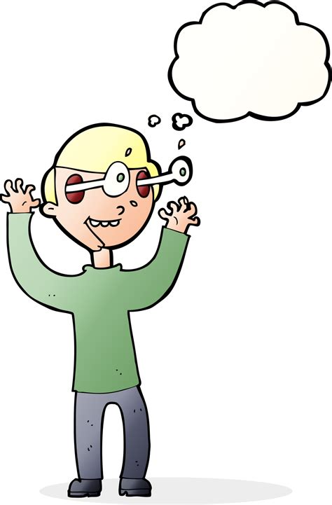 Cartoon Man With Popping Out Eyes With Thought Bubble 45177502 Png