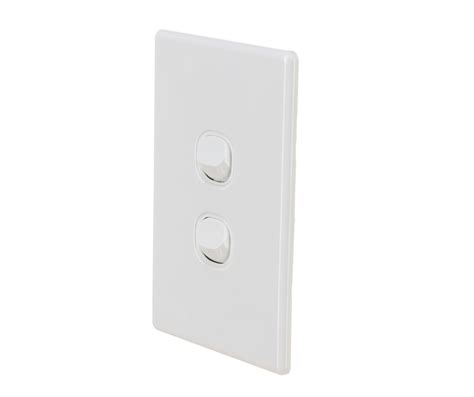 4c Slimline 2 Gang Wall Switch 16amp 250v Elegant Range White