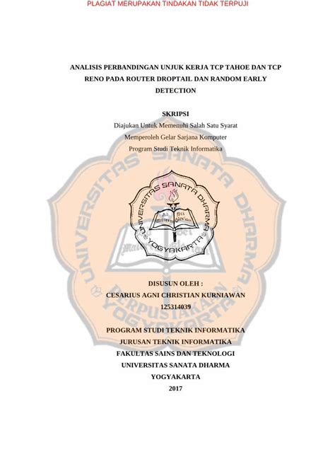 PDF ANALISIS PERBANDINGAN UNJUK KERJA TCP TAHOE DAN RENO PADA ROUTER