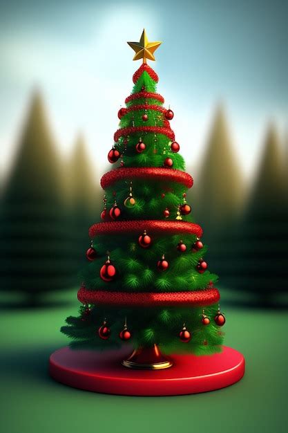 Premium Ai Image 3d Christmas Tree Decoration