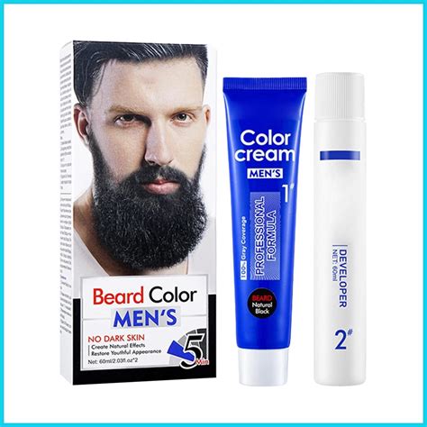 Beard Dye For Men 2pcs Dark Mustache Dye And Beard Coloring Temporary Beard Color And Eyebrow Dye