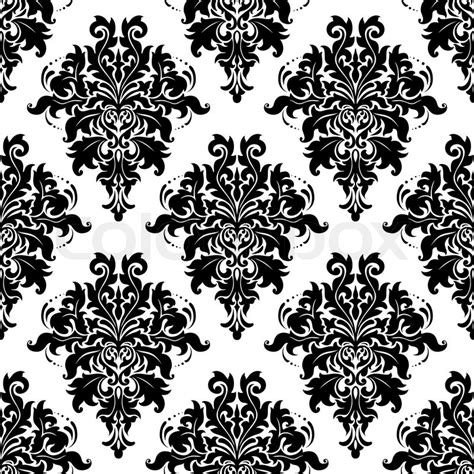 Intricate Black And White Foliate Arabesque Repeat Seamless Pattern