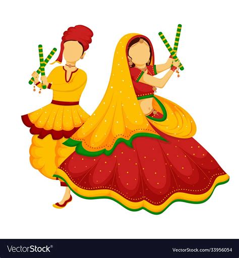 Dandiya Or Garba Couple Dancing Vector Image On VectorStock