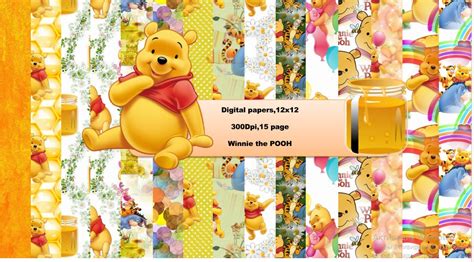 Winnie the Pooh Digital PaperPooh paper downloadsScrapbook | Etsy