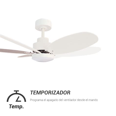 Ventilador De Techo Rainbow M Blanco Madera Con Luz Sulion