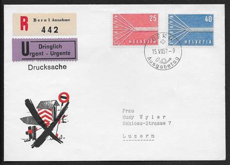 1957 CHARGE Dringlich FDC Europa Serie BERN ET O Top Ab 1 Kaufen