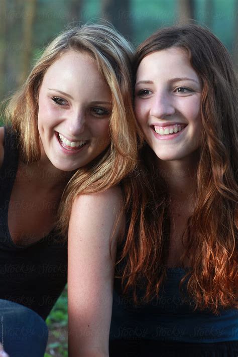 "Two Beautiful Teen Girls Laughing Outdoors" by Stocksy Contributor ...