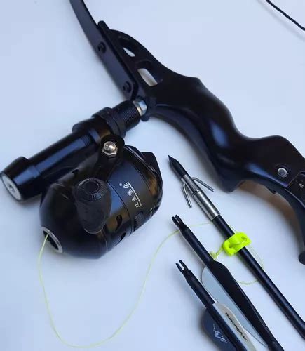 Arco E Flecha Artesanal De Alumínio + Kit Pesca + Flechas Preto ...