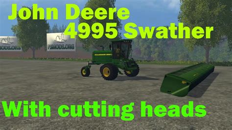 John Deere 4995 Swather With Cutting Heads Youtube