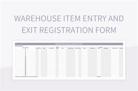 Warehouse Item Entry And Exit Registration Form Excel Template And