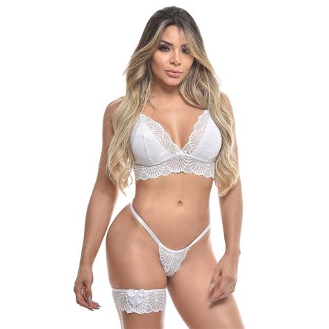 Conjunto Top Rendado Persex da Jô Lingerie Gall Moda Intima