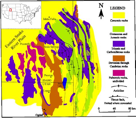 Simplified Geologic Map Of Idaho Wyoming Fold Thrust Belt Armstrong